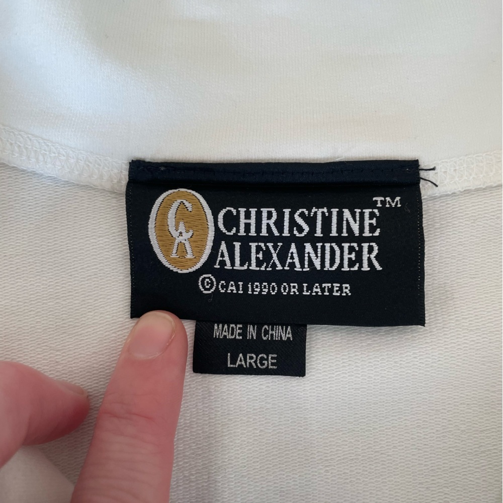 Vintage Christine Alexander White Zip Up Jacket with Swarovski Crystal Accents - Picture 3 of 13